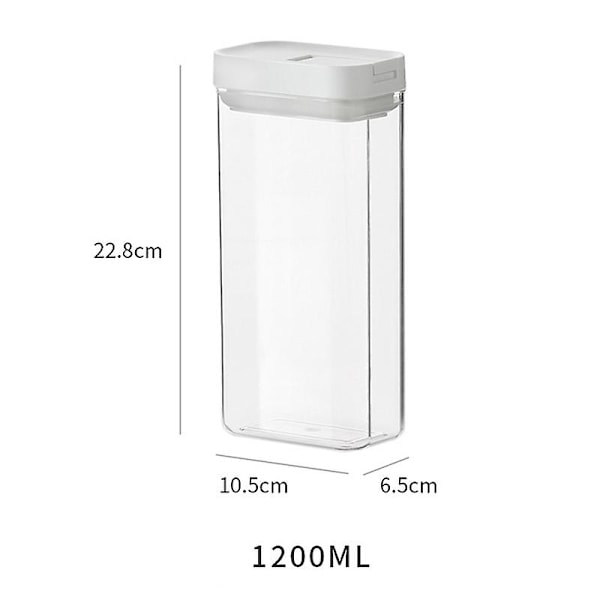 Plast Lufttät Matbehållare Förvaringsburk med Lock Spannmål Kryddburk Förseglad Mjöl 1200ml