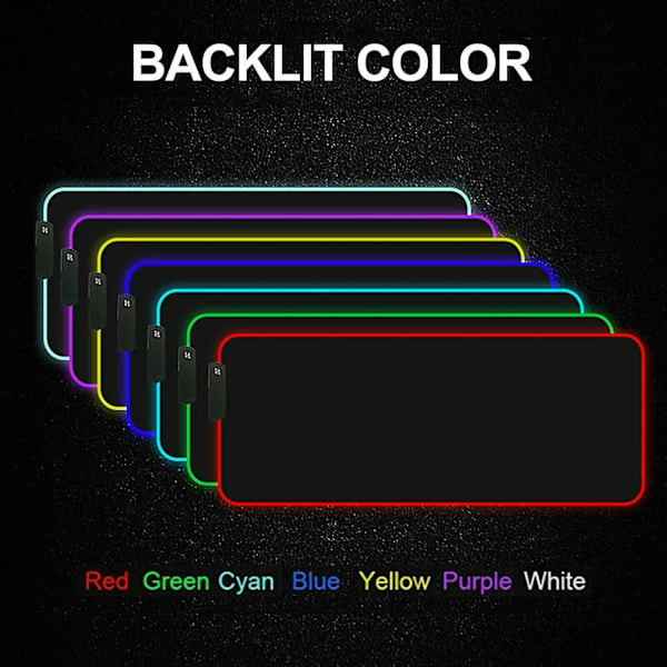 Lysende RGB LED Gaming Musemåtte Skridsikker Skrivebords Tastaturmåtte 90x40CM