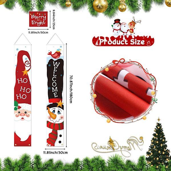 Jul Dörr Banner Dekoration Välkommen Jul Banner Röd Jul Veranda Skylt Jul Banner Kuplett Hängande Juldekoration