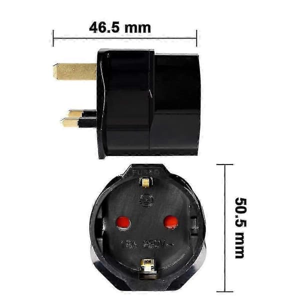 2x reiseadapterplugg for England - reiseplugg strømadapter EU til stikkontakt - reiseplugg Black