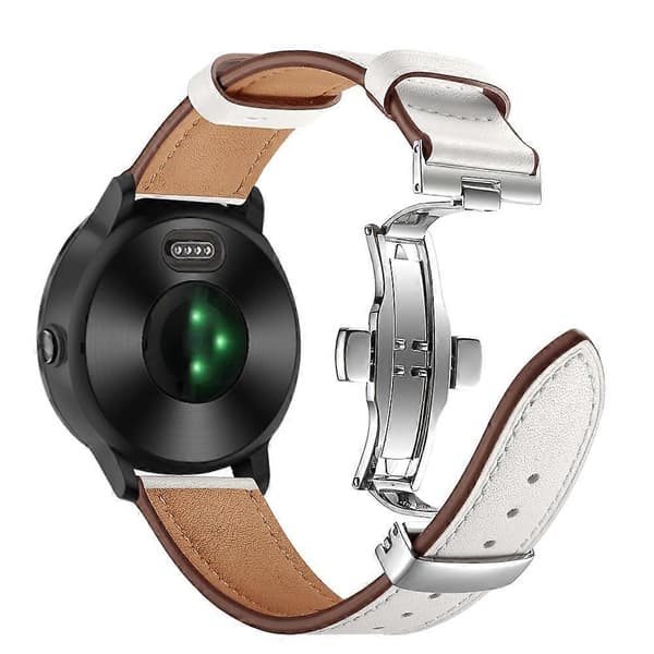 [LCS]20mm Top-layer koskind ægte læder urrem erstatning til Garmin Vivoactive 3 Vivom Multicolor Silver+White