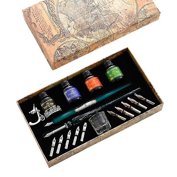 Vintage Dip Penner Fontene Skriveblekk, Nibber, Penneholder Red