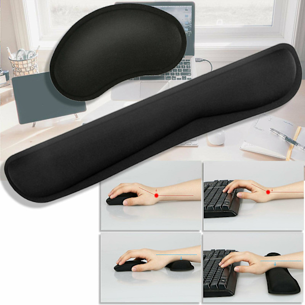 Håndleddsstøtte for tastatur i memory foam og musematte med håndleddsstøtte
