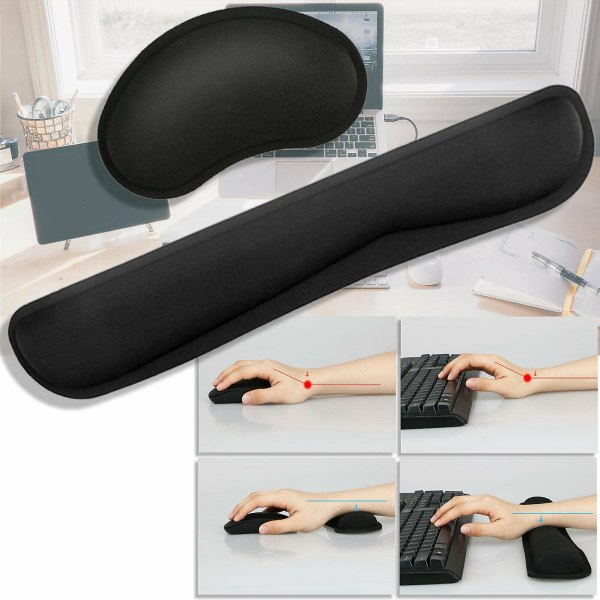Tangentbords handledsstöd i memory foam och musmatta med handledsstöd