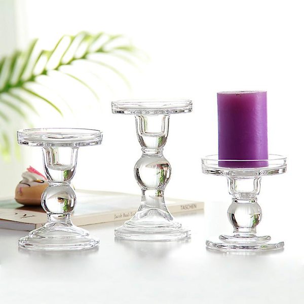 Hög Ljusstake Transparent Glas Ljushållare Perfekt Dekoration Ljusstakar M