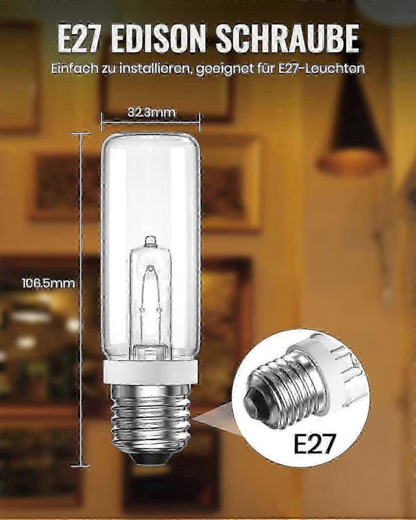 2-pakning 200W E27 dimbare JDD Edison-pærer, varmhvit 2800K, 2820 lumen