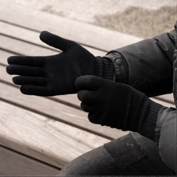 Unisex Termiske Handsker - 12 Par Sorte Vintervarme Strækvanter til Mænd og Kvinder One Size Passer Alle