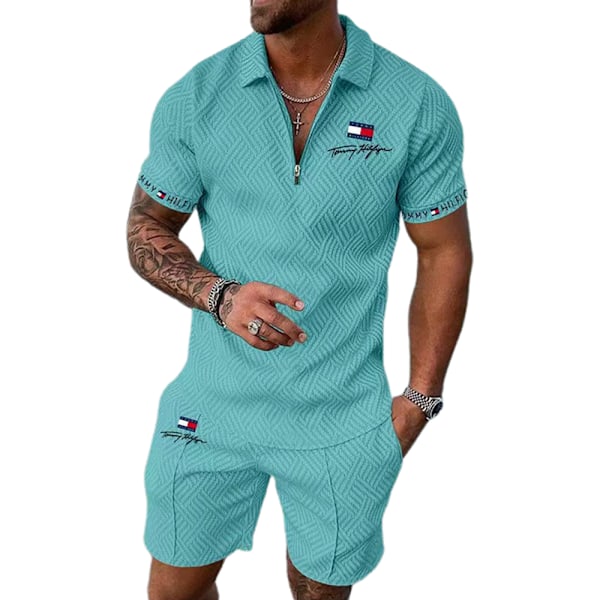 Herr Casual Set Sportkläder Gym Fitness Set Mode Sommar Kortärmad T-shirt Shorts Set Manlig Sportkläder Träningsdräkt Grön L Green