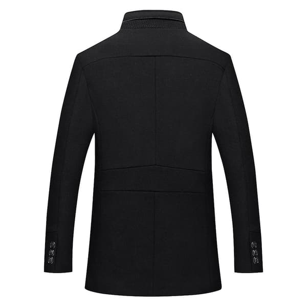 Cloudstyle Ullfrakk for menn med ståkrage og skjerf Black S