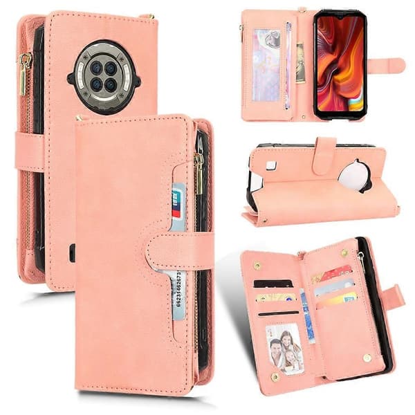 [LCS]För Doogee S96 Pro Litchi Textur Dragkedja Läder Telefonfodral Pink