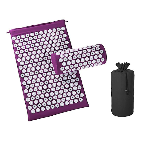 Halkfri Akupressurkudde Massage Matta Kroppssmärta Spik Fitness Pilates Träningskudde Yoga Matta Presentpåse Applikator Kuznetsov Purple