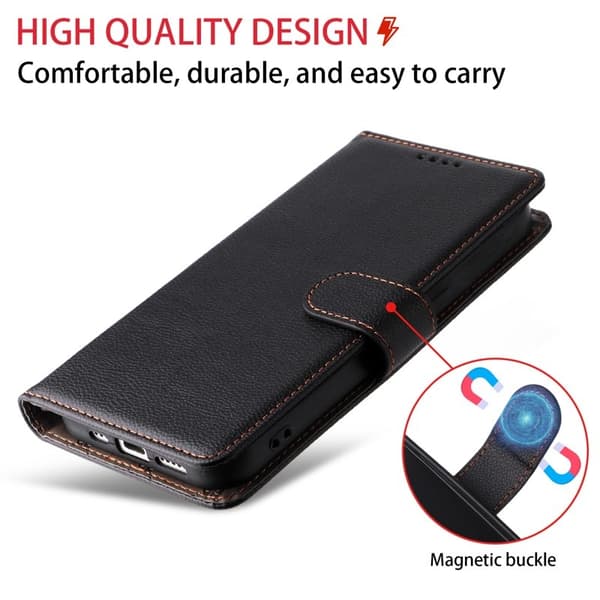 [LCS] Mobile Case for Samsung Galaxy S26 Plus RFID Protection 3 Card Slots Artificial Leather - Black