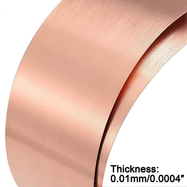 Kopparplåt Rulle, Metallfolieplatta 1000mm x 100mm x 0.01mm