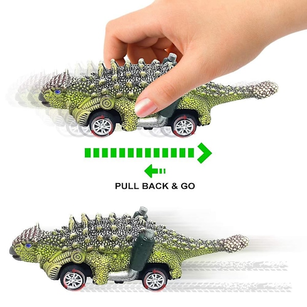 Dinosauruslelu, vedettävät autot, 6 kpl, dinosaurusleluja 3+ -vuotiaille pojille ja tytöille, vedettävät leluautot, dinosauruspelit T Rexillä