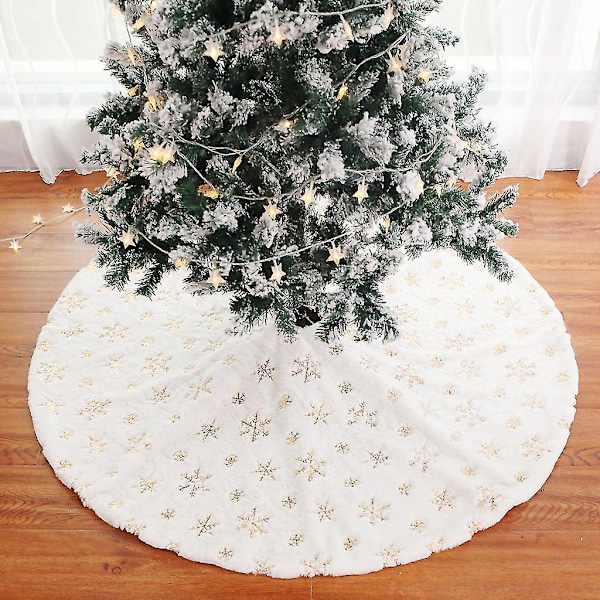 Joulukuusen Alusmatto Joulukuusen Jalkamatto Matto Kuusen Alla Koristeeksi golden  snowflake 78cm