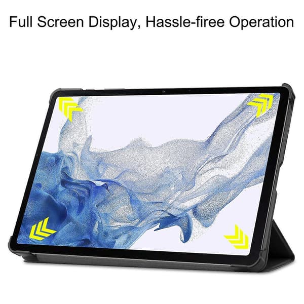 Til Samsung Galaxy Tab S10 FE S9 Tri-Fold Stand Folio Etui PU Læder Auto Vågn Op Dvale Tablet C Black Black