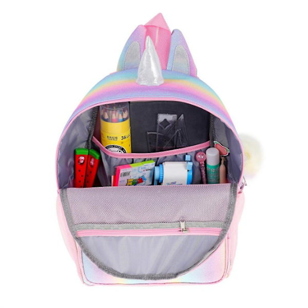 Unicorn Ryggsäck för Barn Flickor Regnbåge Skolväska Pink