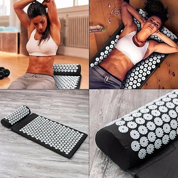 Halkfri Akupressurkudde Massage Matta Kroppssmärta Spik Fitness Pilates Träningskudde Yoga Matta Presentpåse Applikator Kuznetsov Gray
