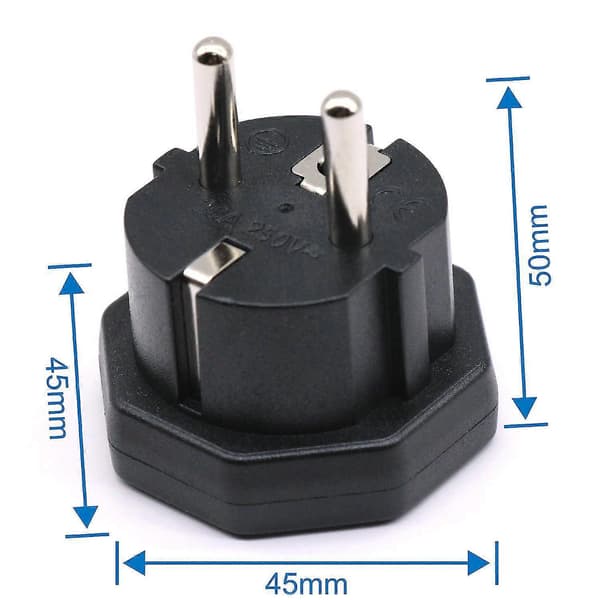 [LCS] Us/jp/ca hanstik til Eu/de/fr/it/es hunstik, Us/ca/jp hanstik til elektronisk enhed Eu 2-benet hunadapter (3 stk. sort)