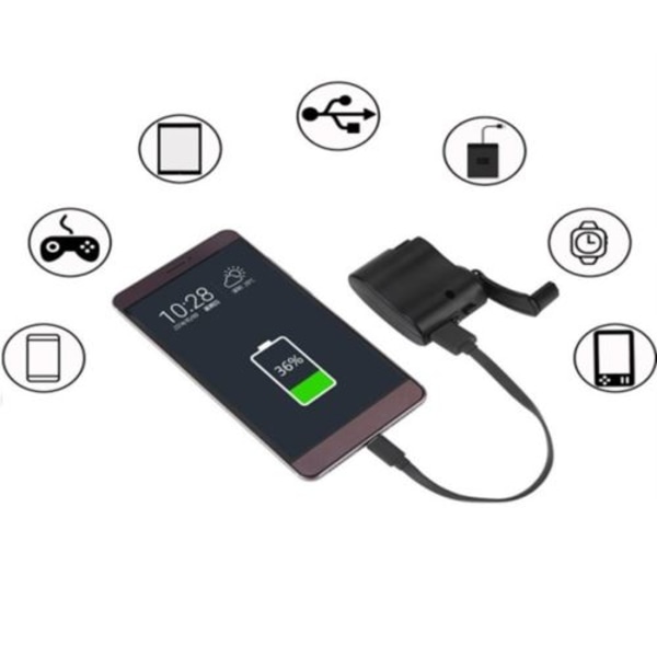 Dynamo för telefon Smartphone USB -laddare Batteri Nödläge C