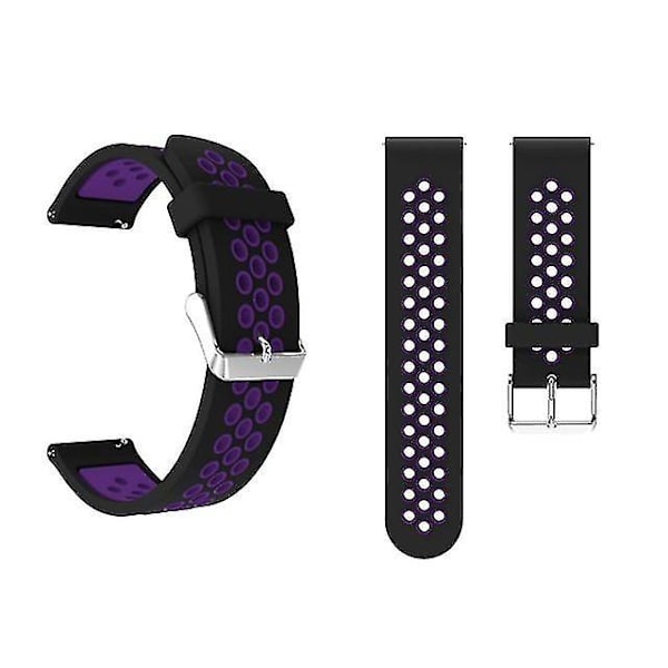 Rundhåls tvåfärgat silikonarmband med metallspänne, kompatibelt med Galaxy Watch Active 20mm
