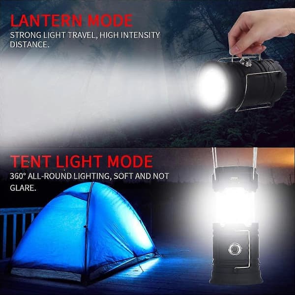 [LCS] LED Solar Campinglykt Lommelykter - USB Oppladbar, 2 Strømmoduser