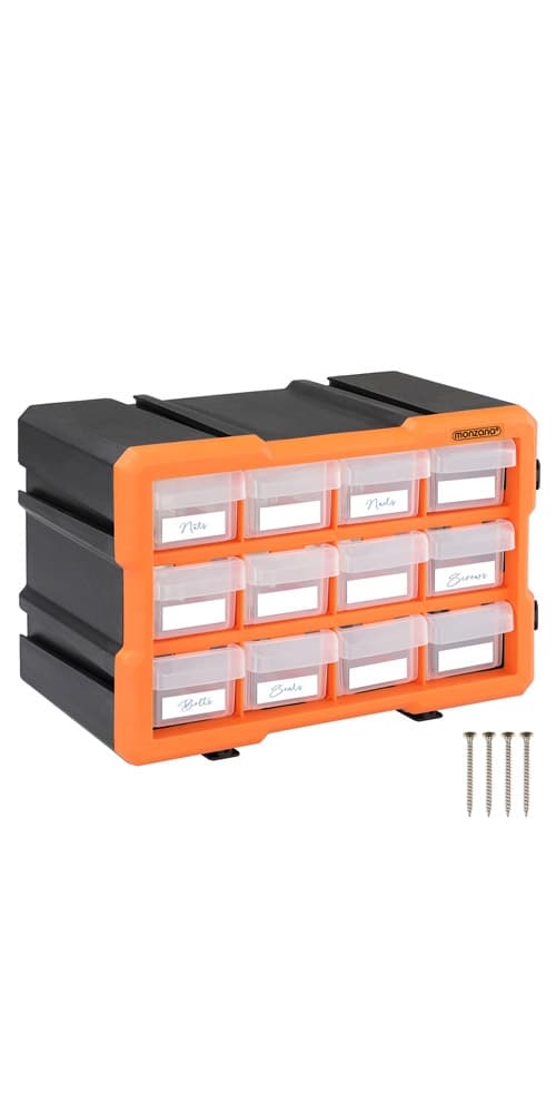 Small Parts Organizer, 12 Drawers, Modular and Expandable 1500