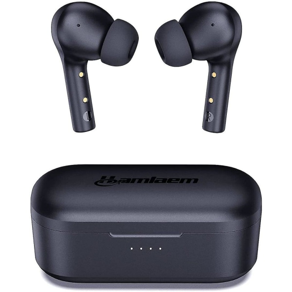 Hamlaem Bluetooth 5.2 hörlurar, uppslukande ljud, 30 timmars spelning Black