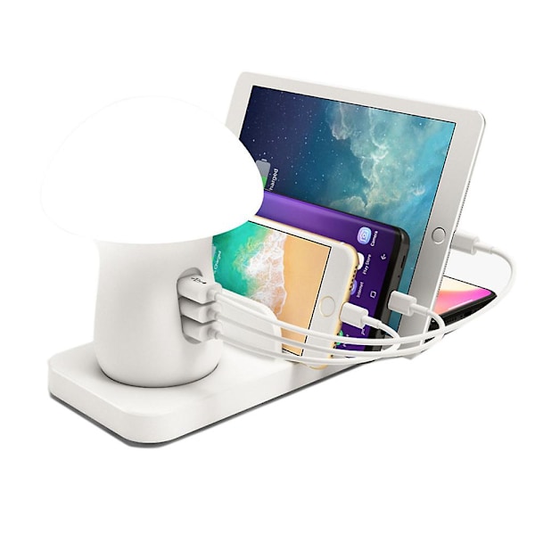 Svampelampe Ladestation, 3 Usb-porte og 1 Trådløs Opladerport American Standard