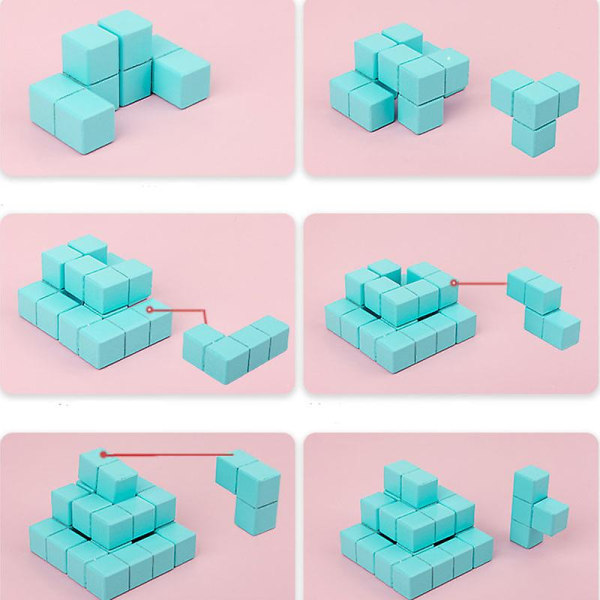 Trä Kids Brain Teaser Cube Pussel Block Toy
