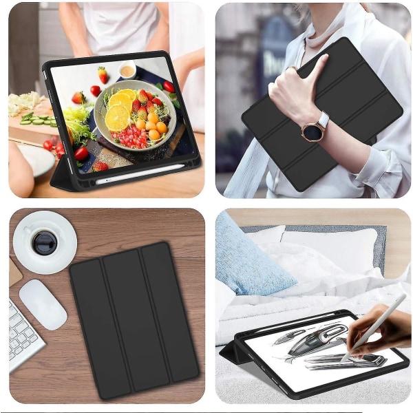 Cover til Ipad Air 4. generation 2020 med penholder, Ipad Air4 10,9 tommer cover, Stødsikkert Smart Shell Black