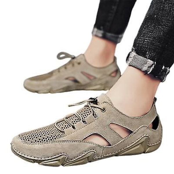 Herresko Åndbare Sandaler med Tåkappe, Casual Stil Sand 42