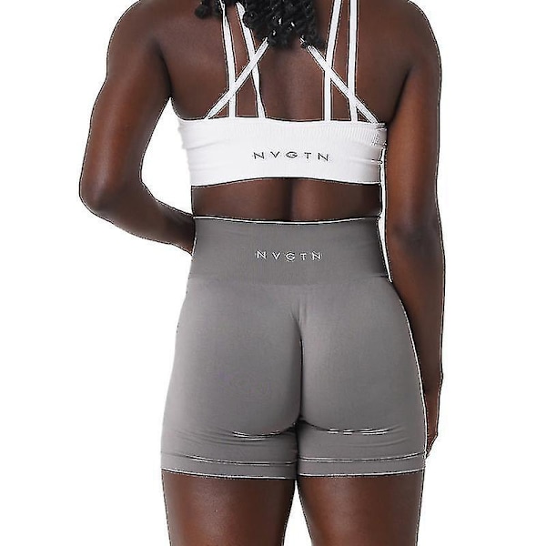 Nvgtn Spandex Ensfarvede Sømløse Shorts Dame Bløde Træningstights Fitness Sæt Yoga Bukser Træningstøj Z Lysegrå M Ljusgrå