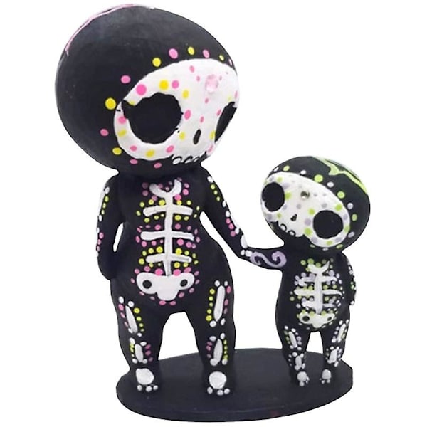 2 stk. Sukkerkranie Par Figur Resin Statue Kompatibel med Boligindretning Indendørs Bordpynt Parent And Kid