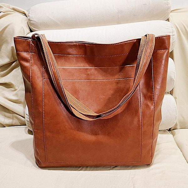 Dam Höst Vinter Canvas Väska Axelremsväska Crossbody Messenger Bag Stor Handväska Tote Brown