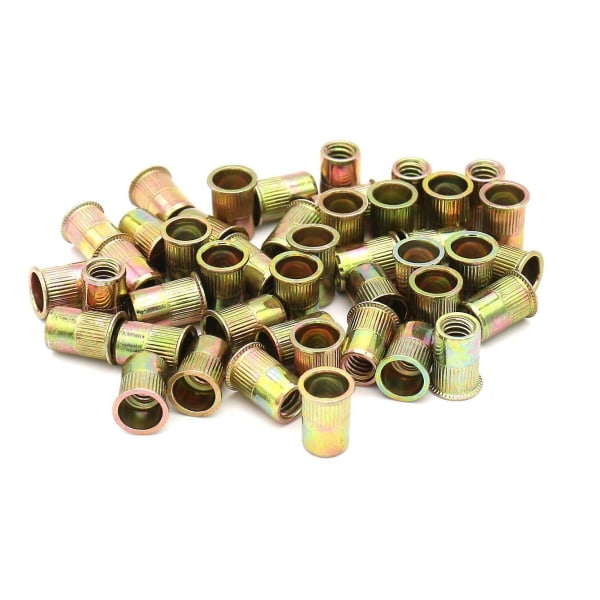 10 stk. platerte karbonstål naglemuttere med flatt hode, innsettingsmutter M6*15