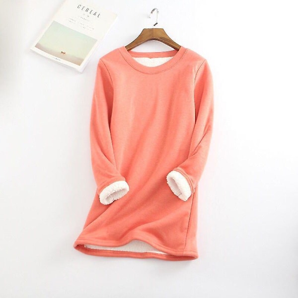 Blød og behagelig dametrøje til mor, varm fleece, lange ærmer, rund hals, vinterforsyning West Red M