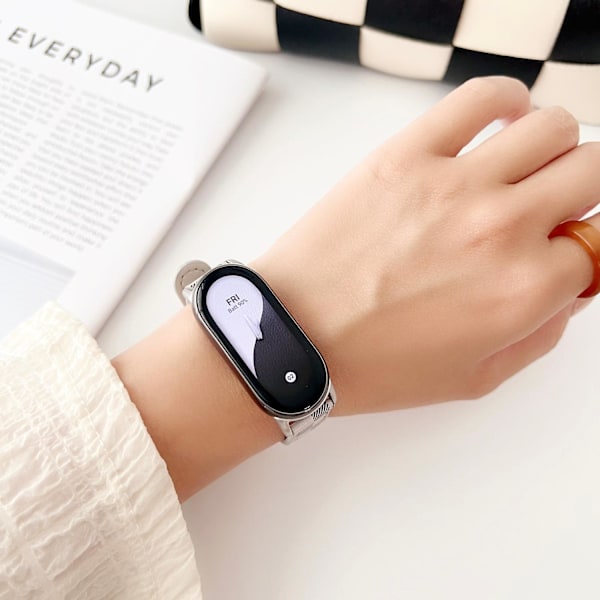 Erstatningsarmbånd for Xiaomi Smart Band 8 i ekte skinn med rutemønster Green