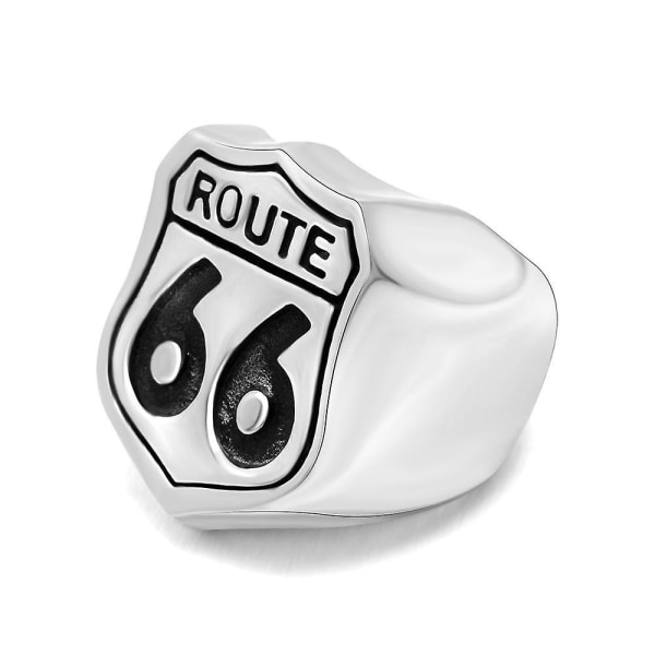 U.S. Route 66 ringar för män, personlig stål titanring Sa783 Silver 11