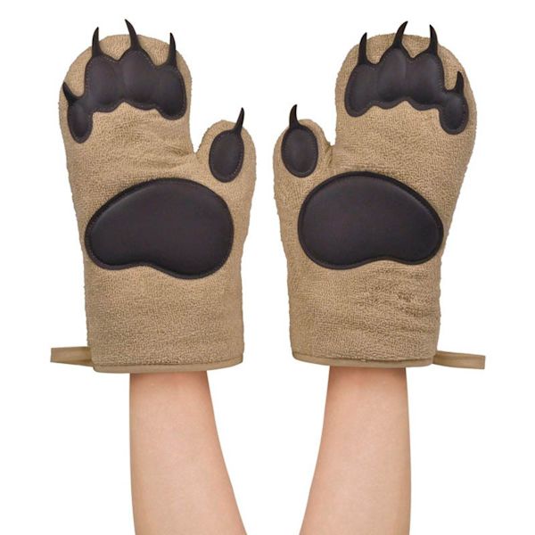 [LCS] 2 pcs. Pot Holders Bear Paws, Brown