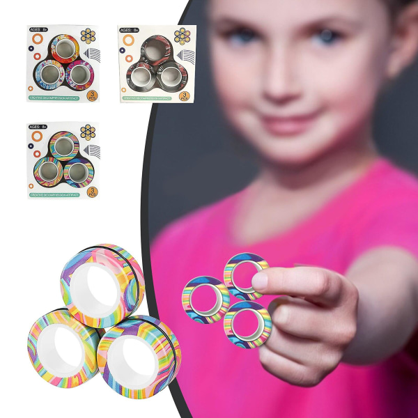 3 stk. Fidget Spinner Sjov Magnetisk Armbåndsring Lynlås Legetøj Magisk Ring Rekvisitter Værktøj Anti Stress Figet Legetøj Stress 9PCS