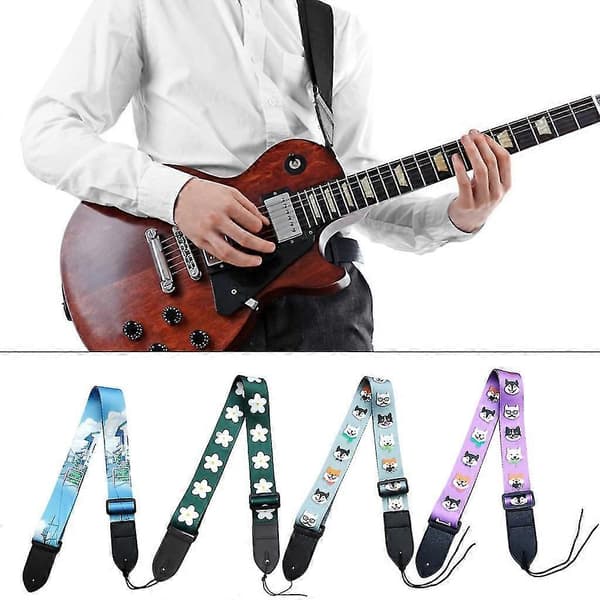 [LCS]Gitarr Axelrem Tryckt Gitarrrem Gitarrtillbehör för Vuxna Barn P20250110636 Purple