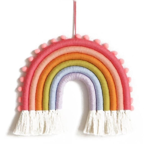 Regnbåge Väggbonad, Makramé Vävd Regnbåge, Regnbåge Väggdekor, Babyrumsinredning Color 2