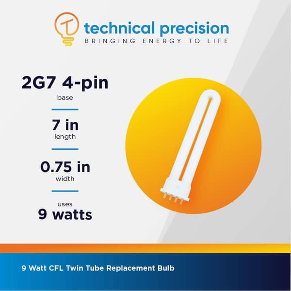 [LCS]9W Light Bulb Twin Tube Replacement for Light Bulb - 2G7 Base 4 Pin