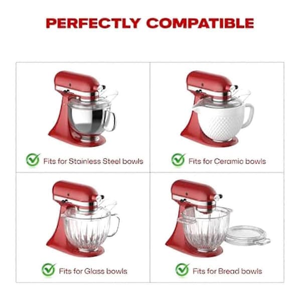 [LCS] Hældeskjold til Kitchenaid 4,5-5 Quart Røreskål, Klart Sikkerhedsskjold til Kitchenaid Tilt-head Standmixere