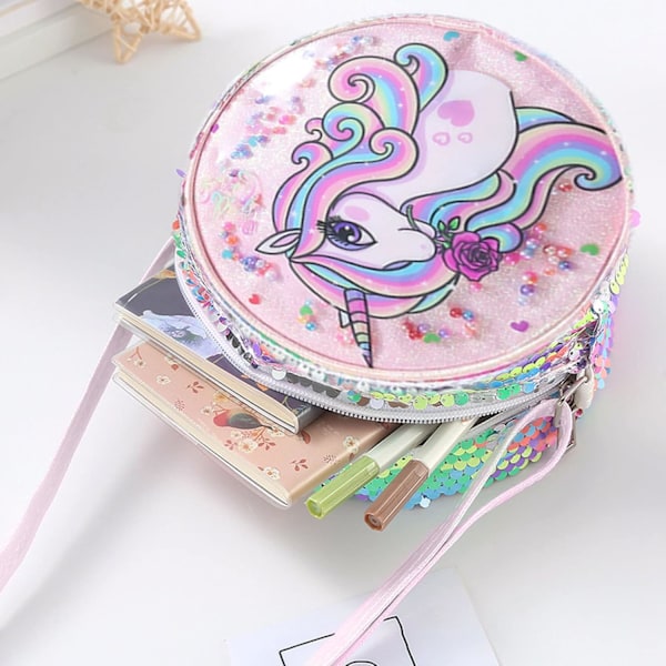 Unicorn Veske Jente, Rosa Brystveske Barn Jenter, Justerbar Stropp Benk Barn Ryggsekk Jenter, Brukes til å Oppbevare Små Penger og Små Ting