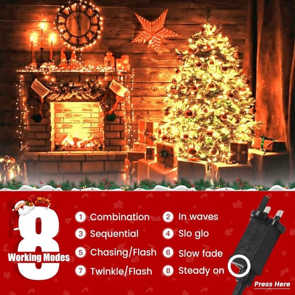 [LCS]1000LED 30M String Lights Outdoor/Indoor, Christmas Lights Warm White Mains Powered, 8 Modes Waterproof String Lights - Green Cable