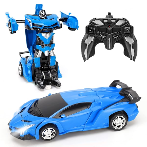 Fjärrstyrd Bil, Transformerande Robot RC Bilar för Barnleksaker, 2.4ghz 1:18 Skala Racerbil Med Enknapps Deformation, 360-gradersdrift Blue