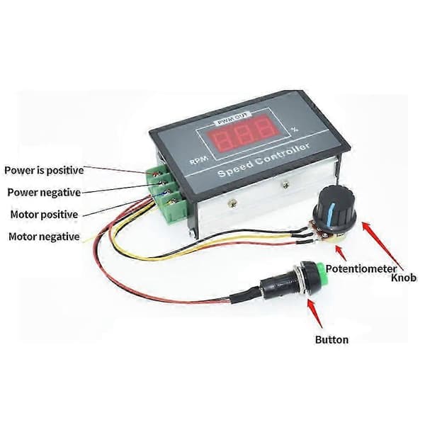 30A PWM Justerbar Hastighet DC Motor Kontroller med Digital Display, Steglös Regulator