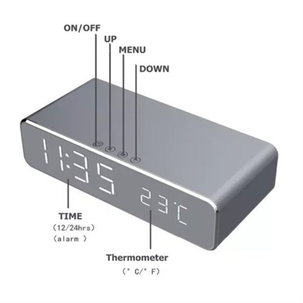 Väckarklockaradio med trådlös laddare för Smartphone Inducti
